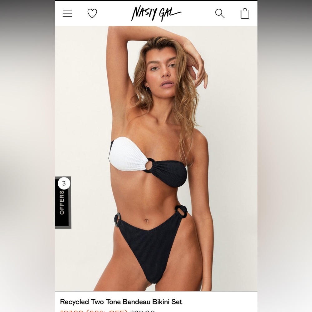 Nasty Gal Recycled Two Toned Bikini Set - Size 6 top/Size 8 bottoms